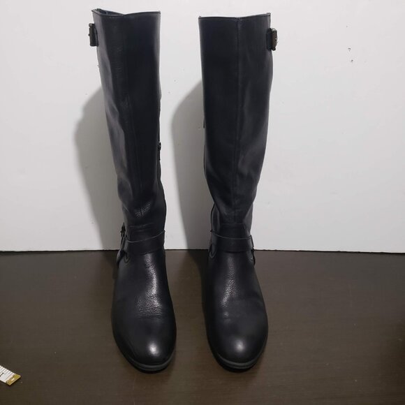 LAUREN Ralph Lauren McLeod Black Lether Riding Boots Knee High 8B - Picture 7 of 14